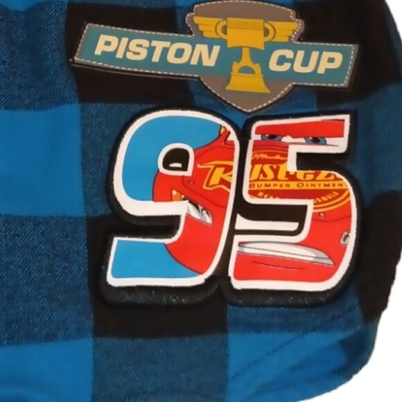 Disney Cars blue‎ and black checkered flannel shirt size 7/8 - Picture 4 of 5
